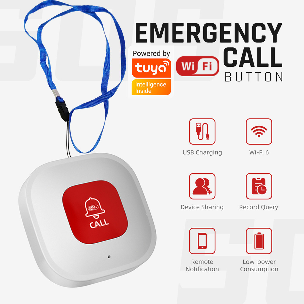 Tuya WiFi SOS Botão De Alarme Bateria Recarregável Idosos Exigências Pânico Suporte Vida Inteligente