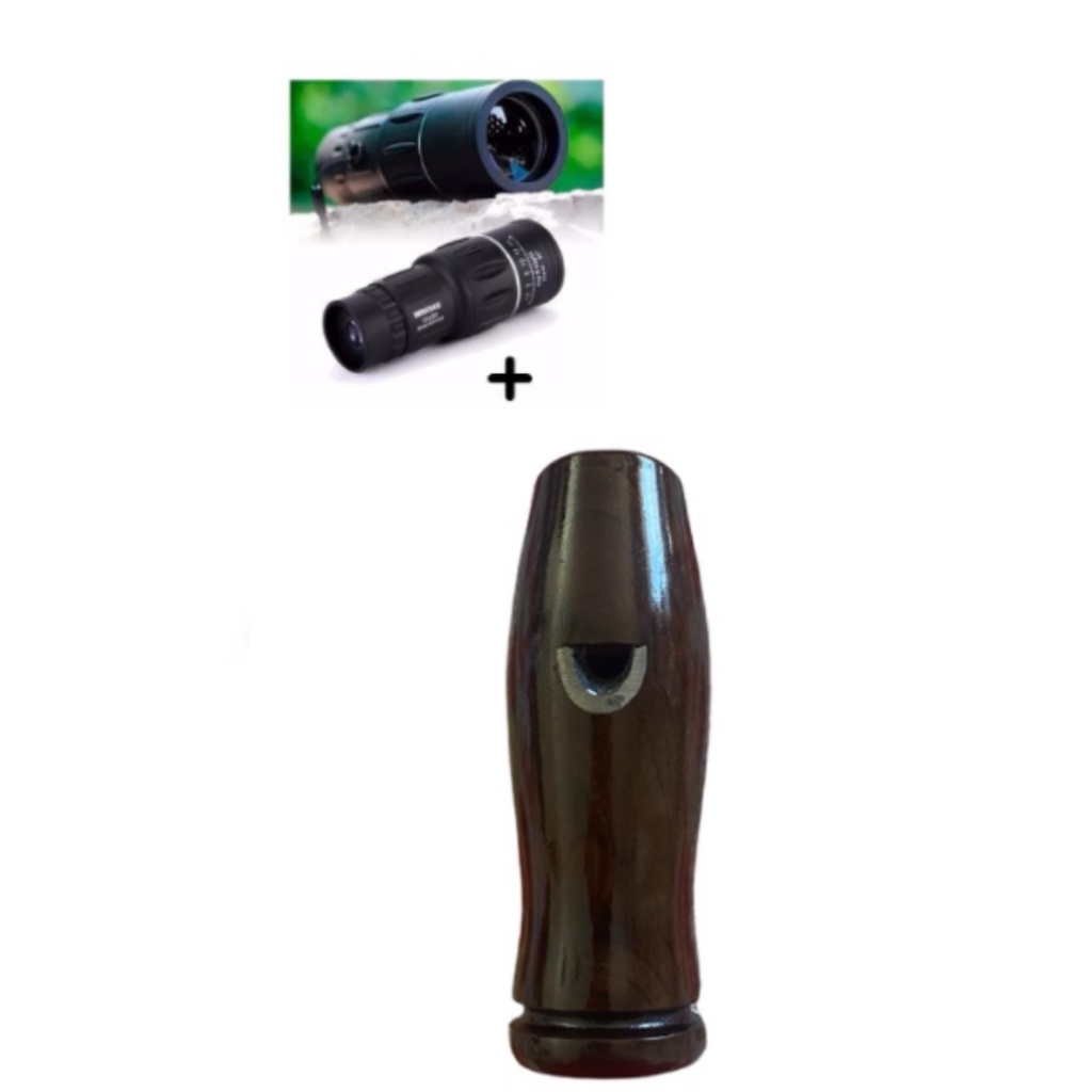 Apito de madeira Macuco 17 Com Chumbo Pio Profissional + Luneta Observação De Aves