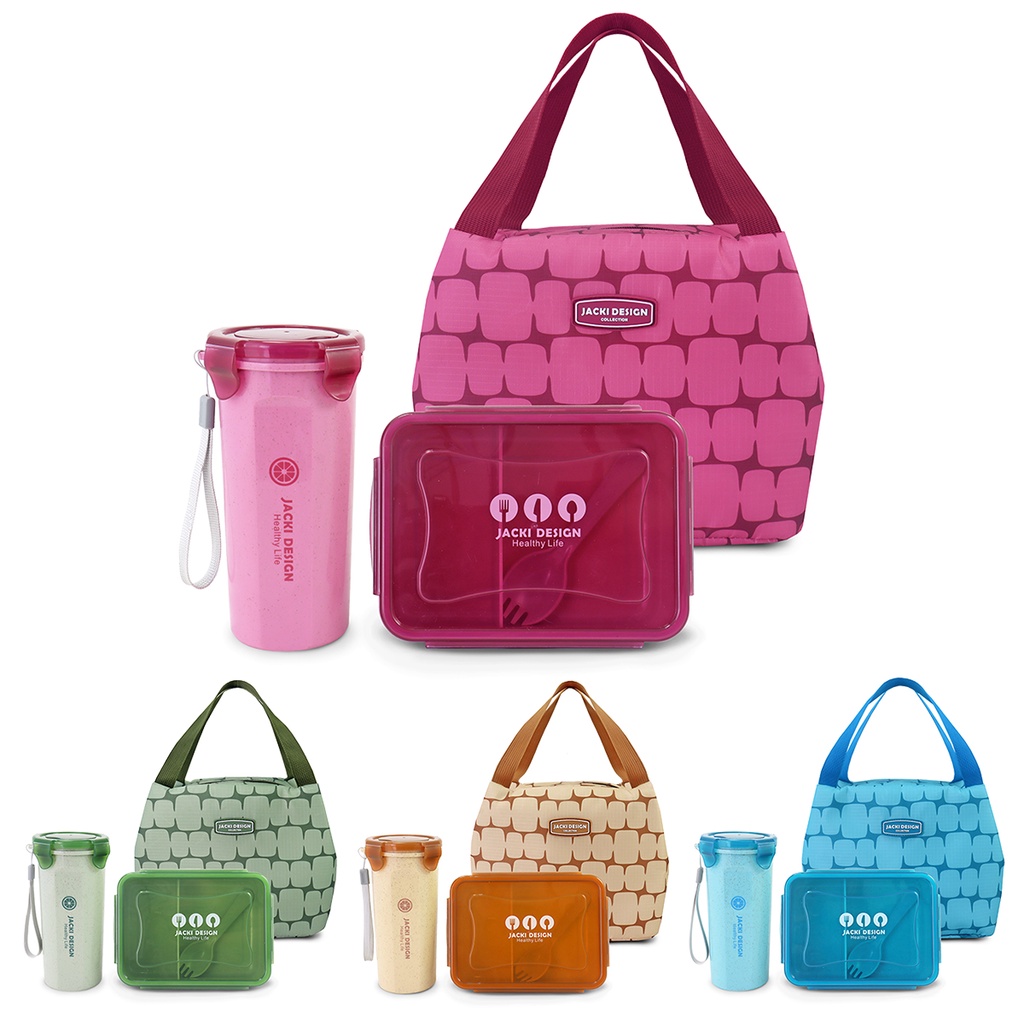 Kit Lancheira Bolsa Térmica Pote Marmita + Garrafa + Garfo Fitness Academia Escola Trabalho 4 Pçs