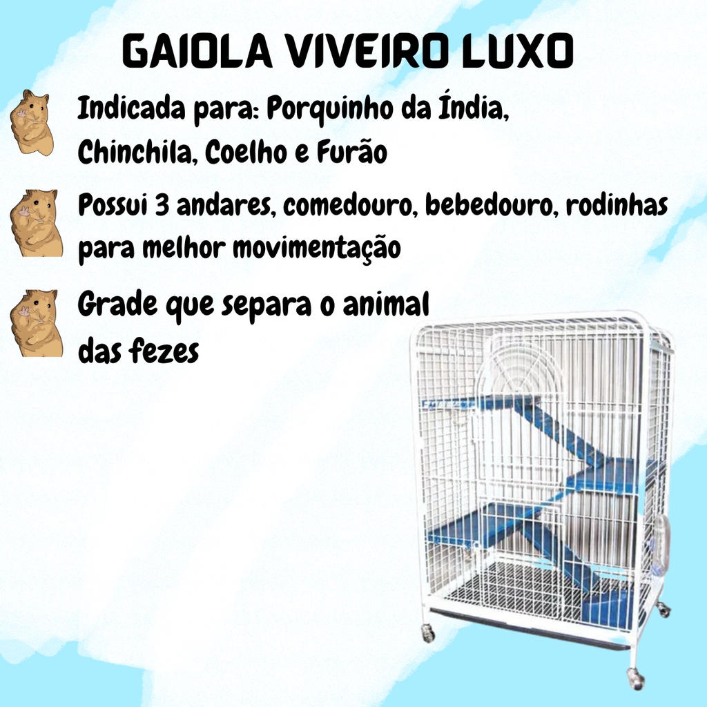 Gaiola Para Coelho, Porquinho Da India, Chinchila, Coelho, Furão Ferret, Gaiola Habitat Luxo