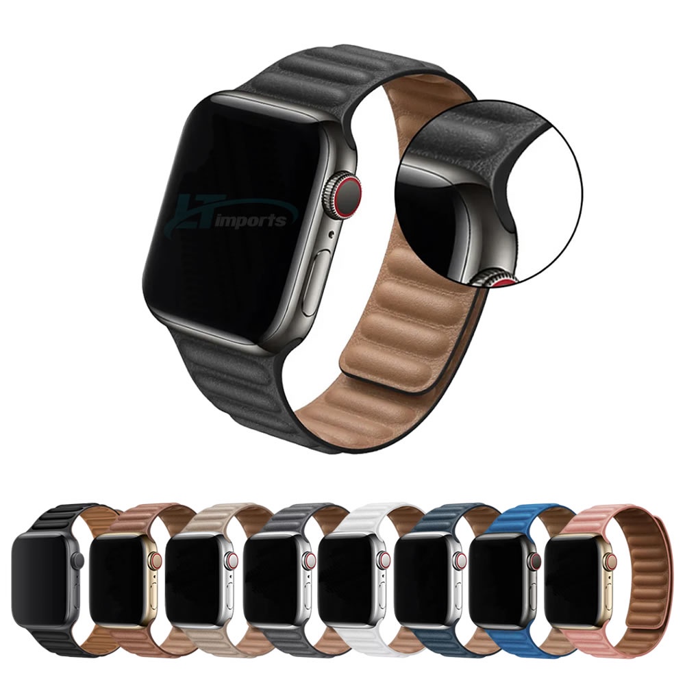 Pulseira Couro Magnetica compativel com Apple Watch 45mm 44mm 42mm e Apple Watch