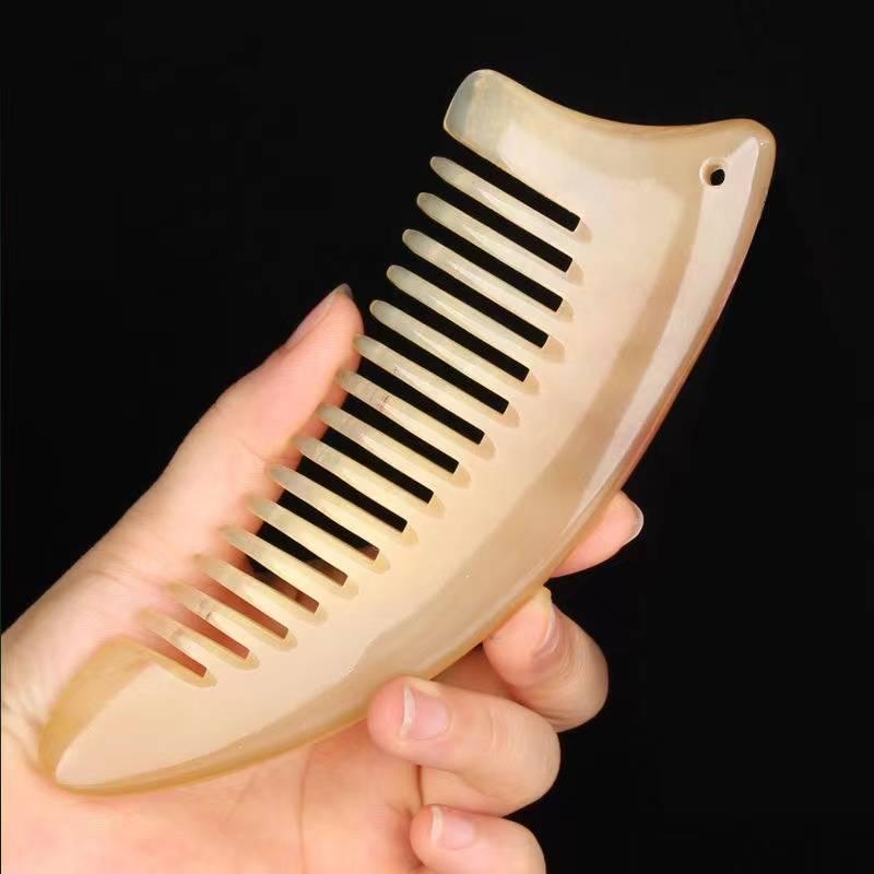 Pente De Cabelo De Chifre De Ovelha Natural , Dente Largo Polido Suave , Acessório De Limpeza Antiestático Anti-Emaranha