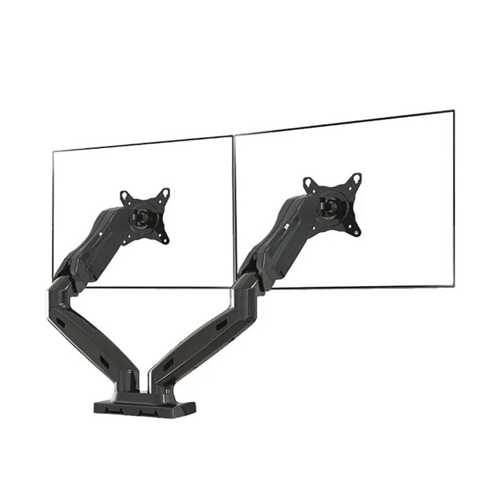 Suporte Articulado de Mesa F160N com Pistão a Gás e Ajuste de Altura para 2 Monitores de 17 a 35” ELG