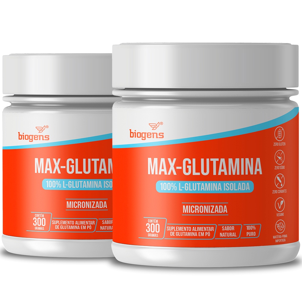 BIOGENS KIT 2X MAX GLUTAMINA 300G em Oferta na Shopee
