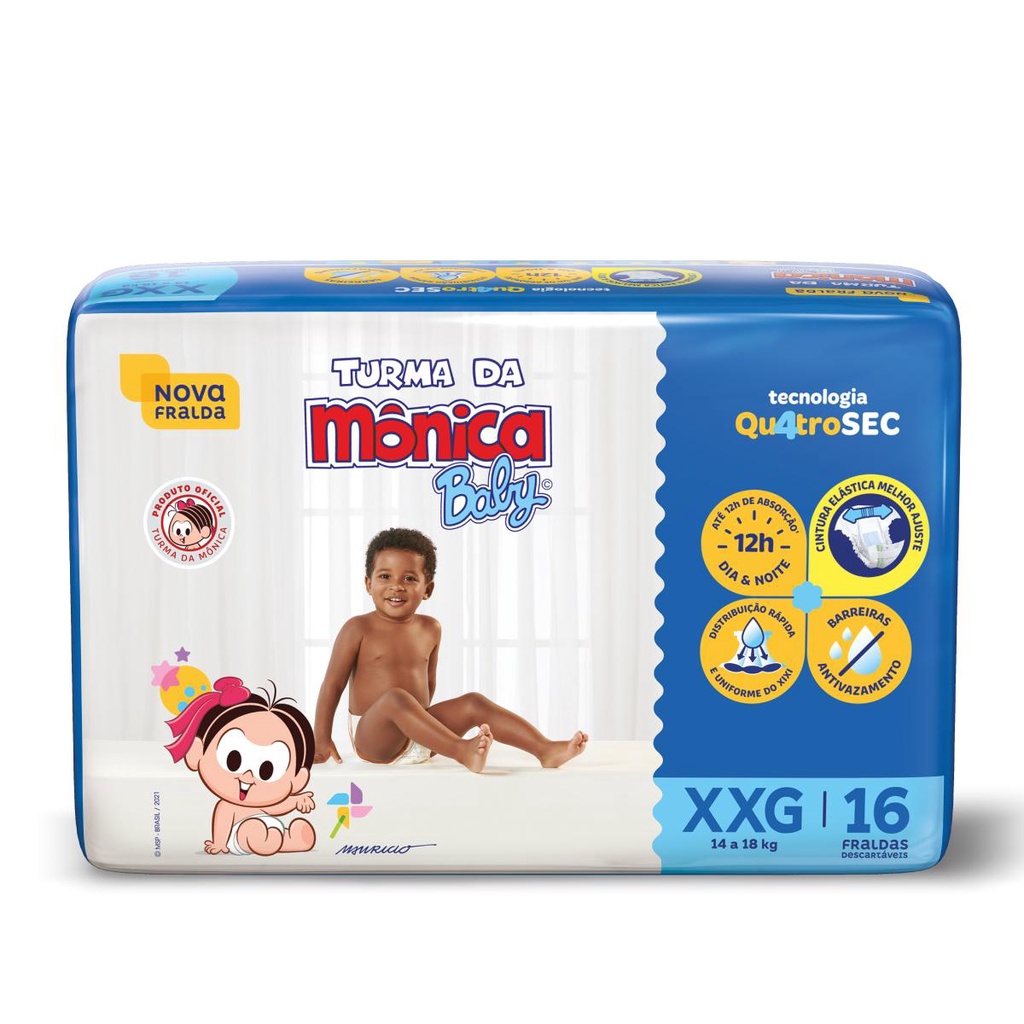Fralda Turma da Mônica Baby Jumbo XXG com 16un em Oferta na Shopee