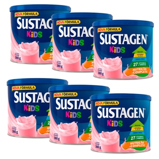 Kit 6X Complemento Alimentar Sustagen Kids Morango Lata 380g em Oferta na Shopee