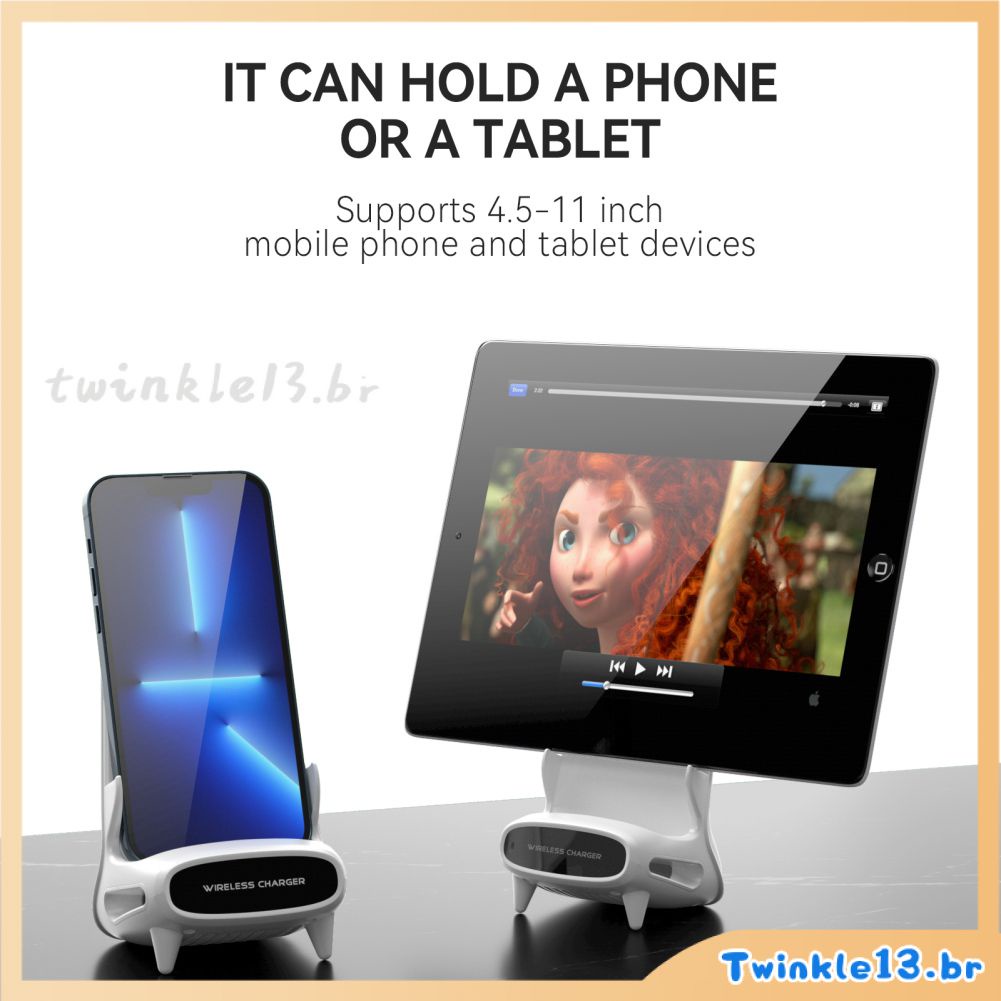 Carregador sem fio 15w, estoque pronto, design criativo, mesa portátil, suporte para celular, mini cadeira, carregador sem fio, carregador rápido twik13
