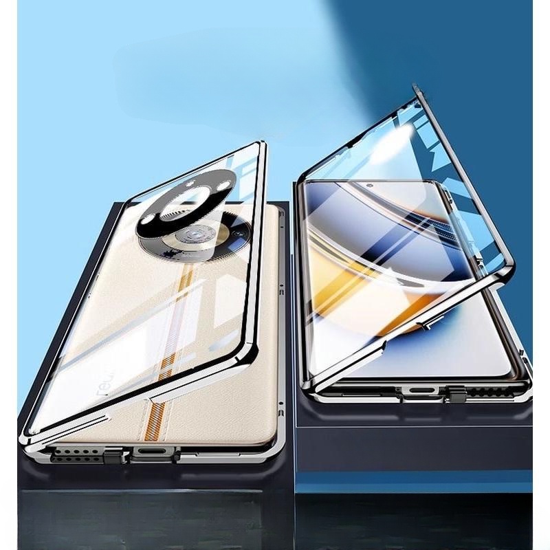 Caixa Magnética De Vidro Dupla Face Para Telefone OPPO Realme 11 Pro + Plus 360 ° Capa Protetora Anti-Queda De Proteção Total