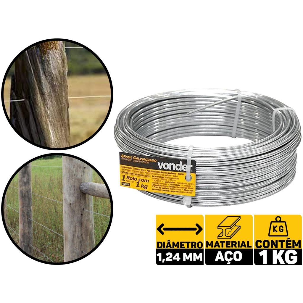 Arame Galv. Indústria Construção Nº18 Bwg 18 Fio 1,24mm 1kg Vonder 7491018000 - Home & Living