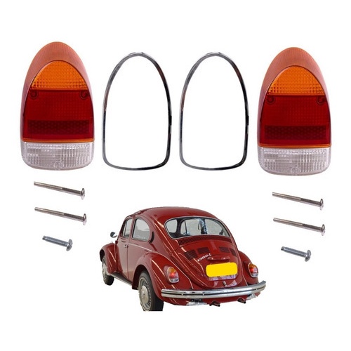 Lente + Friso + Paraf Lanterna Traseira Fusca 1300 1500 1600
