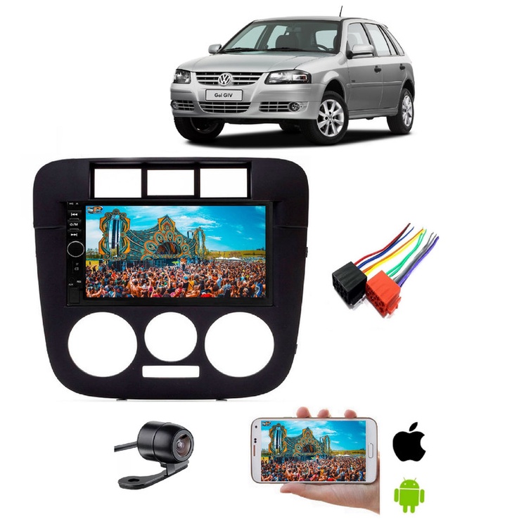 Mp5 Central Multimidia Moldura 2 Din Gol G4 Rallye + Camera