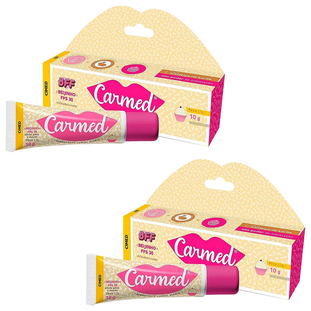 Kit 2 Unidades Hidratante Labial Carmed Bff Beijinho Fps30 10g em Oferta na Shopee
