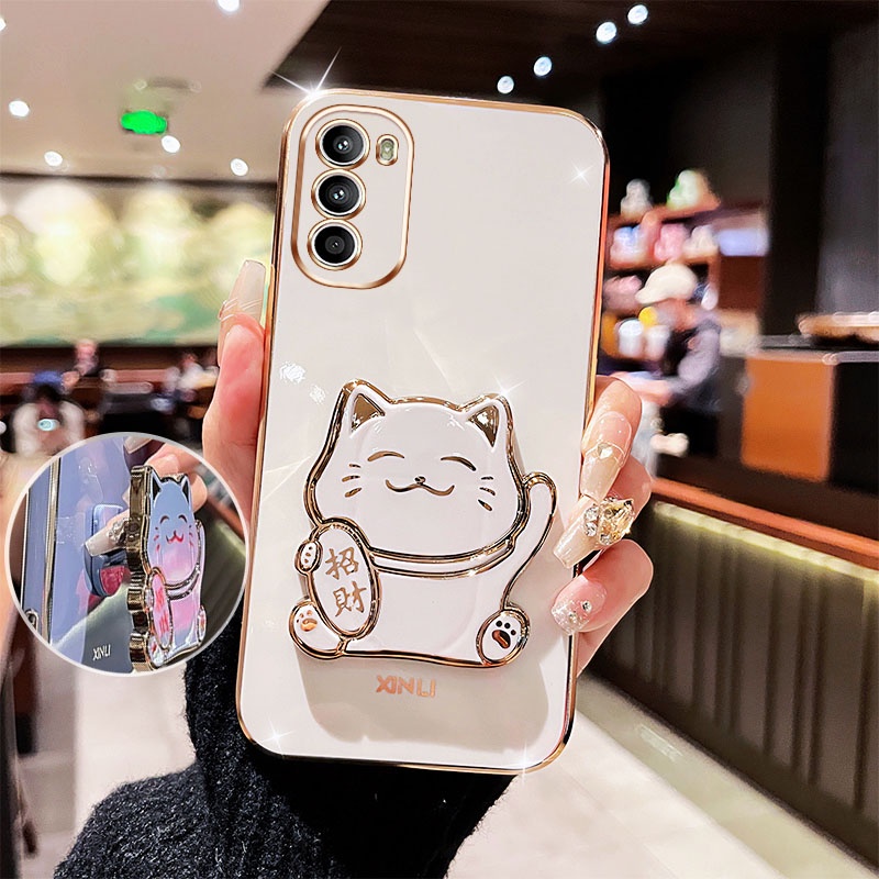 Capa De Proteção Para Telefone À Prova De Choque Motorola Moto G52 2022 G82 G71S G42 G22 Suporte De Gato De Riqueza 3D em Oferta na Shopee