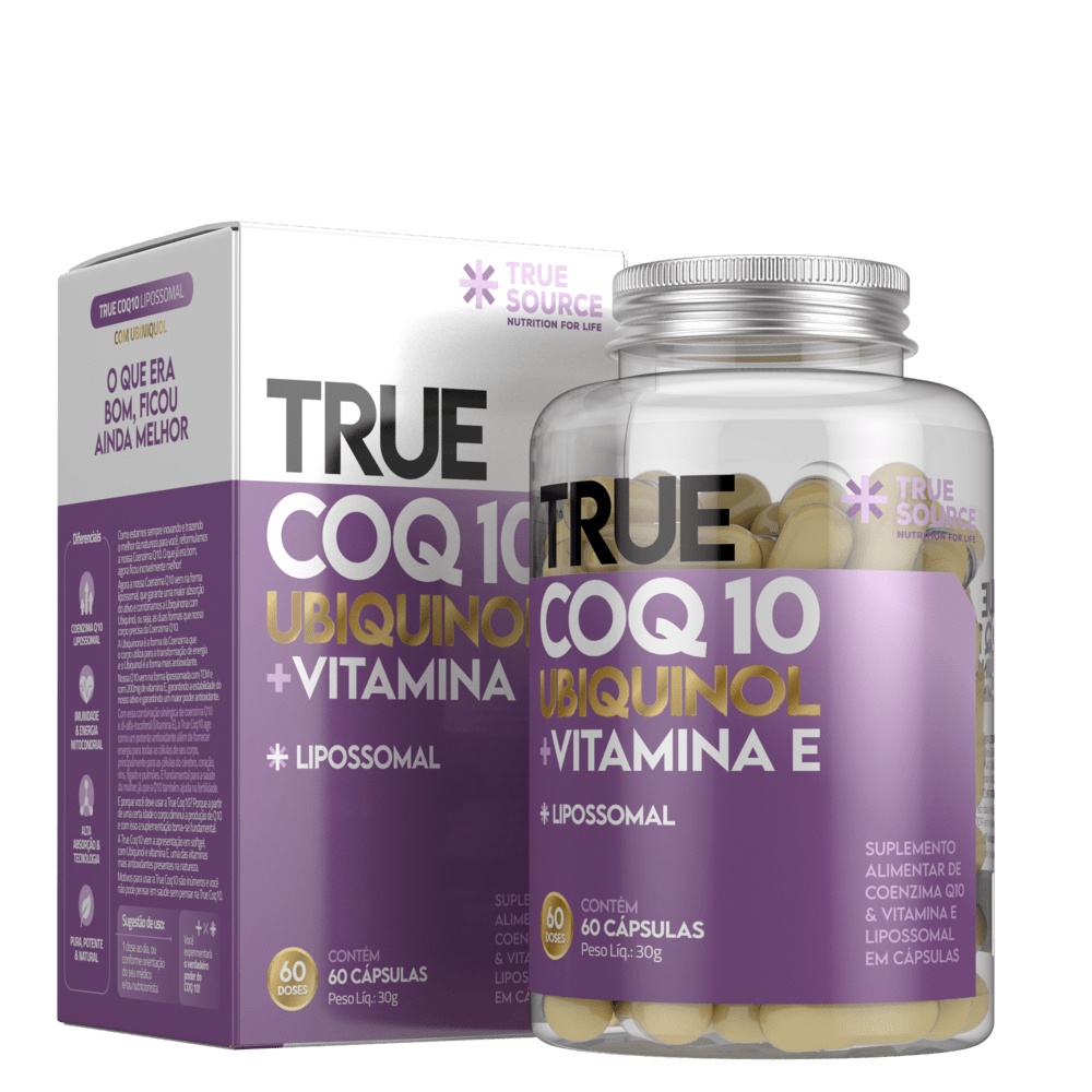 True Coq 10 Ubiquinol + Vit E Lipossomal 60 Caps True Source