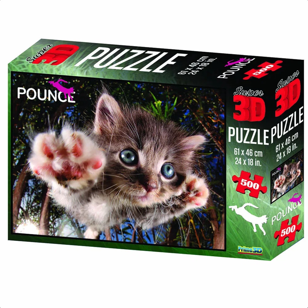 Quebra-Cabeça Super 3D Modelo Gato 500 Peças Memória Visual + De 5 Anos Multikids - BR1051 - Mom & Baby