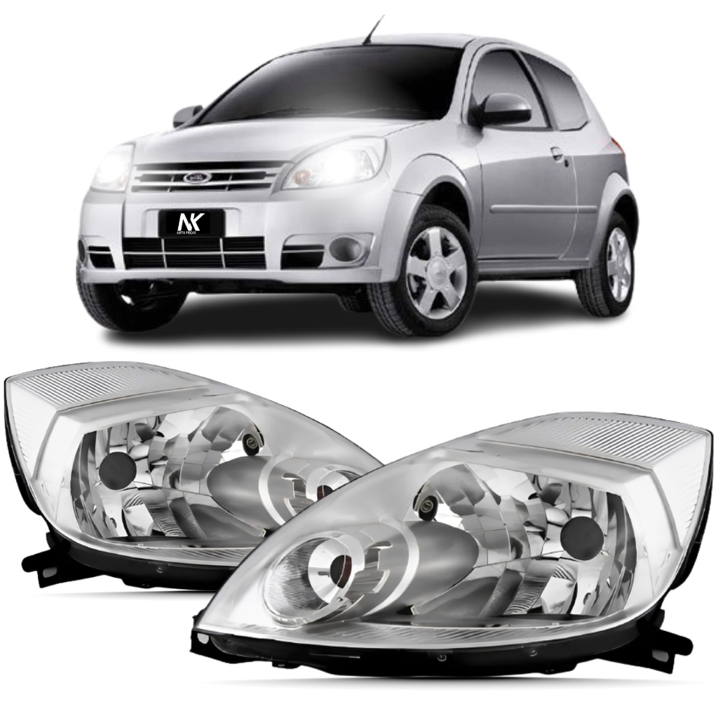 Farol Dianteiro Ford Ka 2008 2009 2010 á 2013 Máscara Cromada em Oferta na Shopee