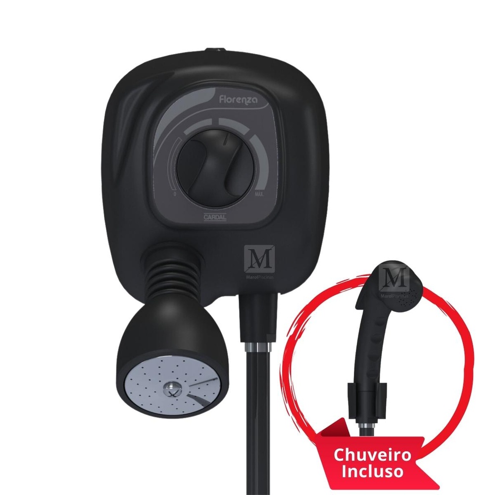 Chuveiro Elétrico Ducha Preto Brilho 220v 7800w Florenza Cardal