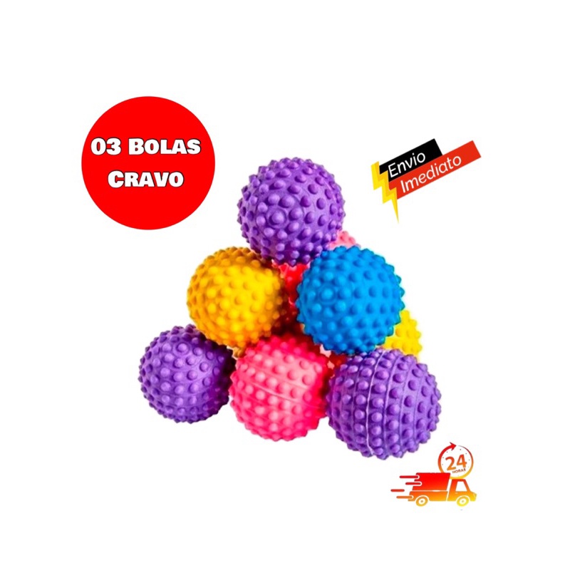 Kit 3 Bola Cravo Fisioterapia, Massagem, Anti-stress, Pets em Oferta na Shopee