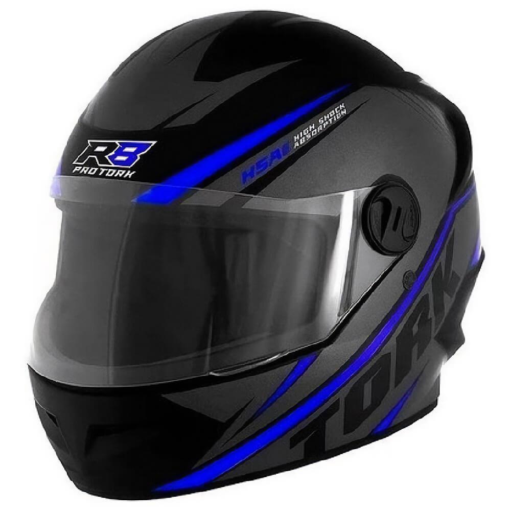Capacete Moto Fechado Pro Tork R8 Preto Azul Tam: 60 - Spare Parts and Accessories for Vehicles