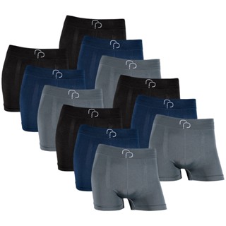 Kit com 12 Cuecas Boxer Basic Poliéster sem Costura Qualidade RP