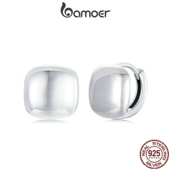 Brincos Bamoer 925 Sterling Sliver Earrings Fivelas De Orelha Quadradas Jóias Presentes Para Mulheres