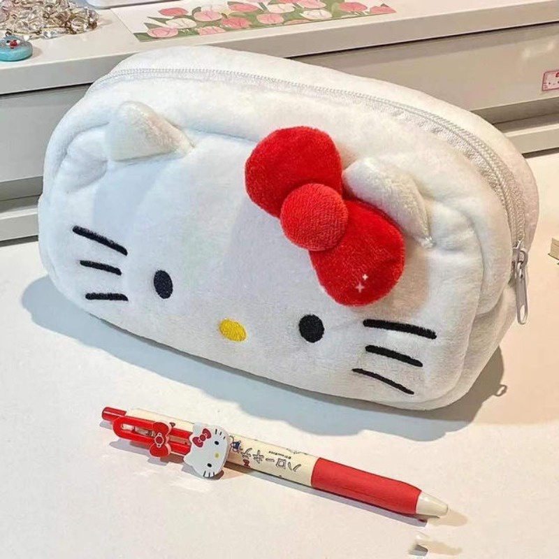 Sanrio Hello Kitty Caixa De Desenho Animado Kulomi Melody Plush Saco De Maquiagem De Grande Capacidade