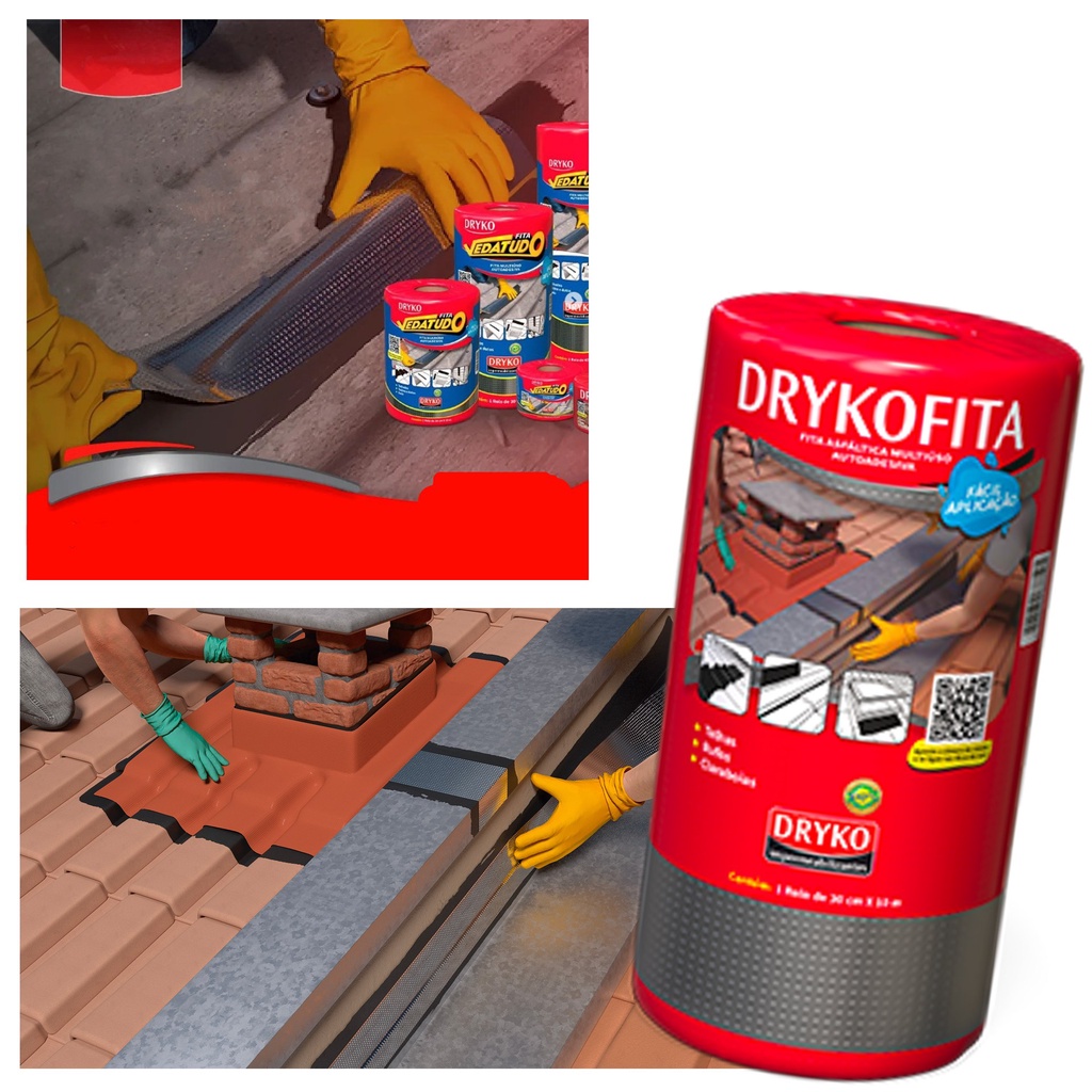 Fita Manta Asfaltica Para Telhado 20cm x 10m Adesiva Aluminizada Multiuso VedaTu