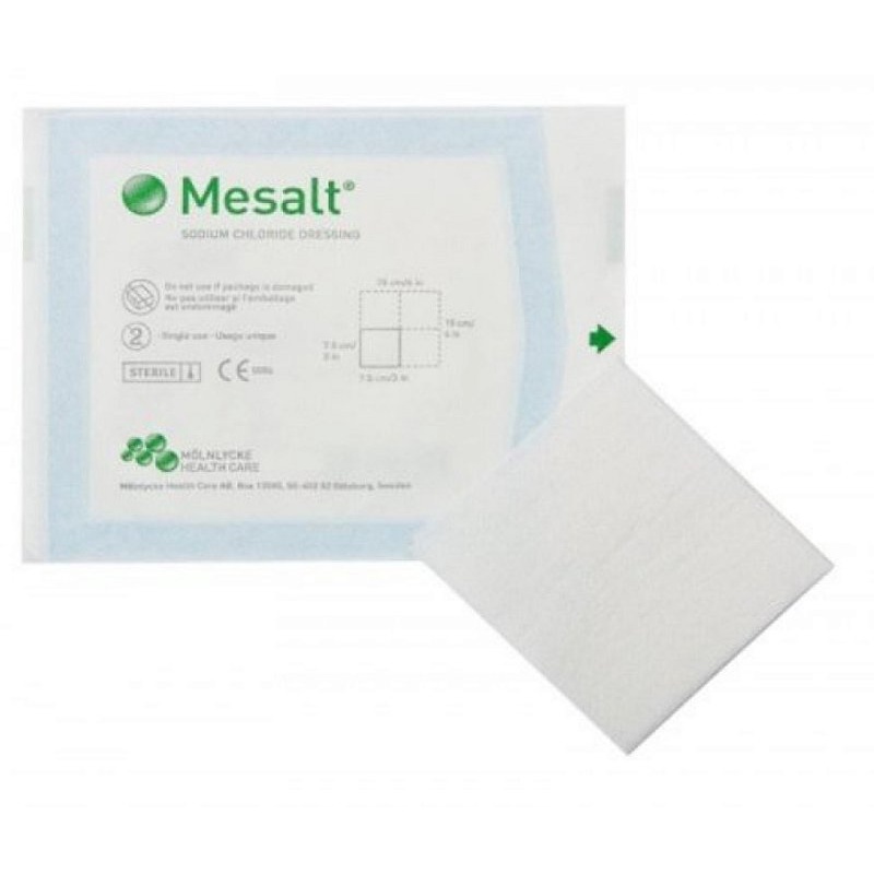 Curativo Não Aderente Com Cloreto de Sódio Mesalt 7,5 cm x 7,5 cm Unidade - Molnlycke