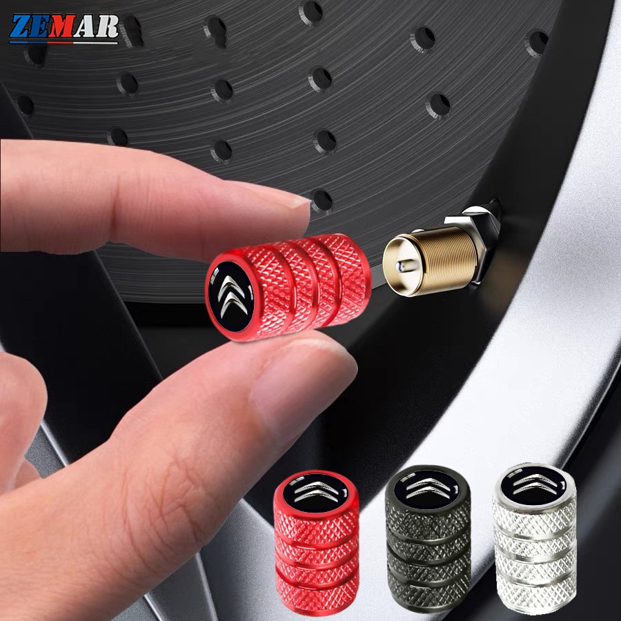4Pcs Citroen Tampas De Válvulas Para Pneus Carros Bicicletas Automotivas Peças Metálicas Impressas c4 c5 c3 Aircross e-c4 DS5 DS7 Forma Cilíndrica Com Logotipo De Carro
