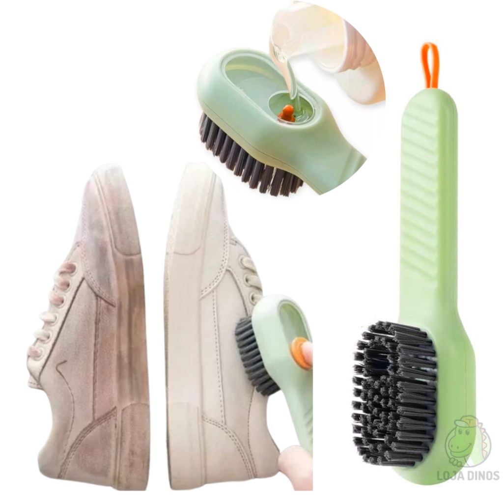 Escova Limpa Sapato Tenis Boné Roupa com Dispenser Reservatorio Sabão Liquido Sabonete em Oferta na Shopee