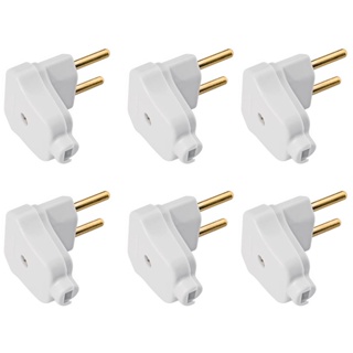Kit 6 Plugues Angular Macho 2 Polos 10a 250v Branco Lateral em Oferta na Shopee