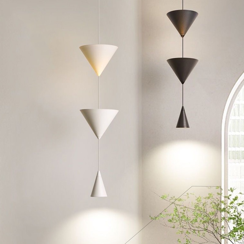 Lustre De Ferro Geométrico Preto Moderno Com Abajur Acrílico , Teto Lâmpada Pendente Led Ajustável Em Altura , Luminária