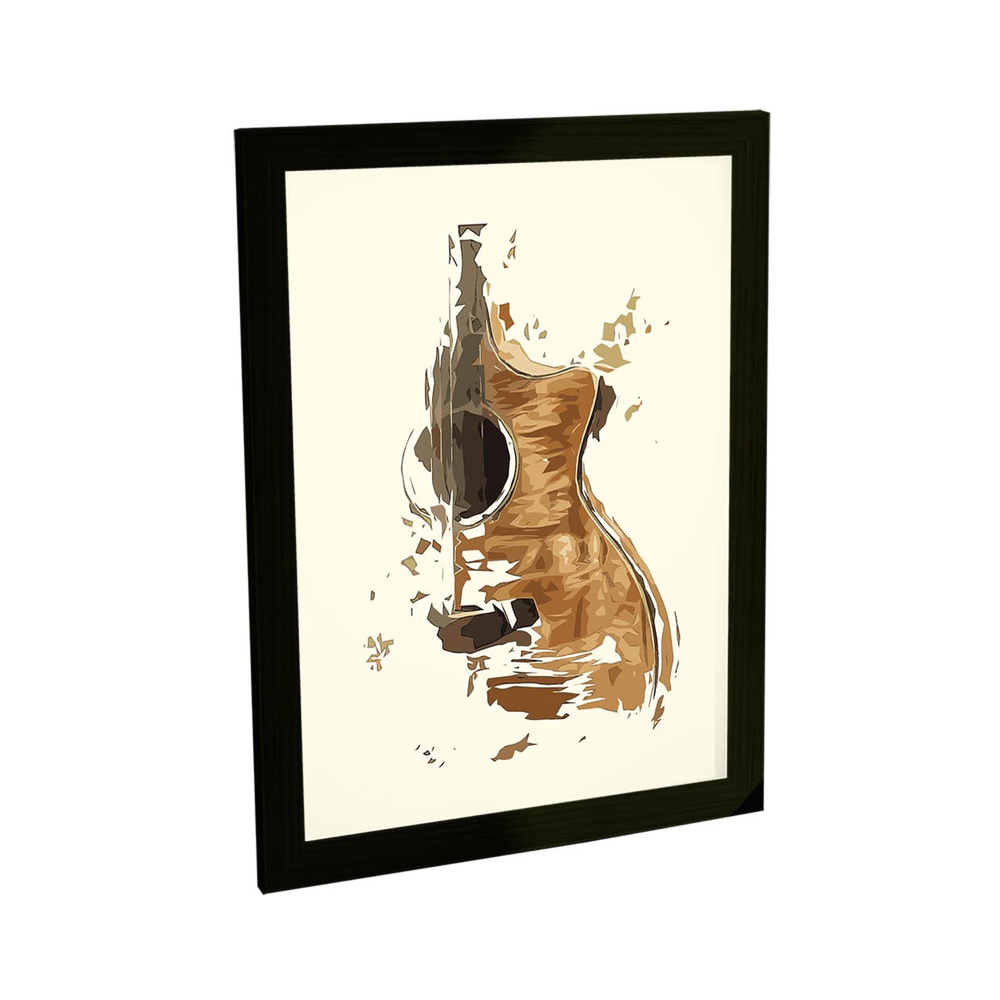 Quadro Decorativo A4 Violão Clássico Instrumento Marrom