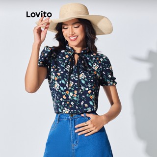 Lovito Blusa Feminina Casual Ditsy Floral Com Babados E Renda LBL07128