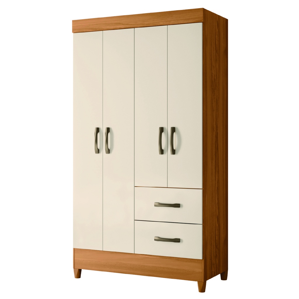 Guarda Roupas Solteiro 4 Portas 2 Gavetas Mobi Carvalho / Off White Albatroz - Home & Living
