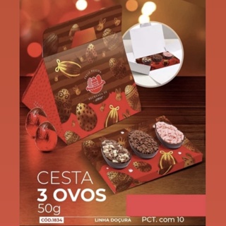 10 Cestinha Ovo Trio 50g Doçura 1834 (Páscoa Ideia 2025 Liquidação) OFF em Oferta na Shopee