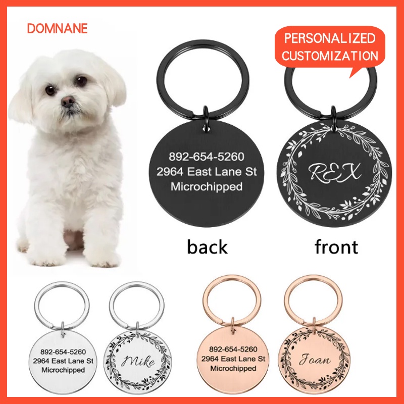 DOMNANE Gravado Etiquetas De Identificação Para Animais De Estimação Personalizado Nome Número Endereço Cão Gato Filhote