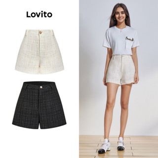 Lovito Casual Liso Short Feminino Básico de Cintura Média L64AD078 (Branco)