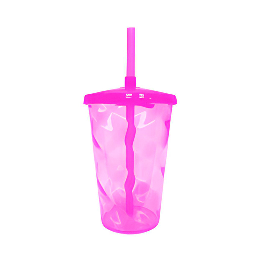 Copo de Plástico com Tampa e Canudo 400ml - Pink - 1 unidade - Rizzo - Home & Living
