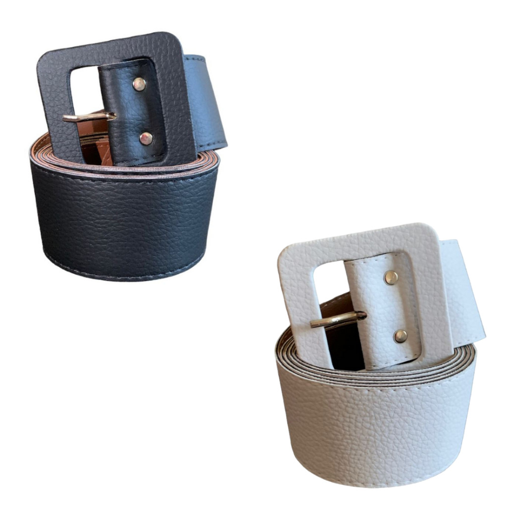 Kit 2 Cinto Retro Plus Size 1,40 cm Fivela Quadrada Larga Minimalista Acessorios Moda Lindos Basico
