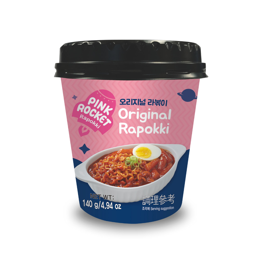 Rapokki Lamen com Topokki Sabor Original Pink Rocket Copo - 140 gramas