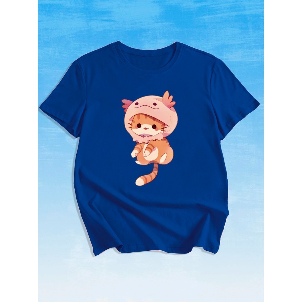 Camiseta T Shirt Estampada Gatinho Fofo Oversized Moderna Aesthetic Casual Streetwear Moderna