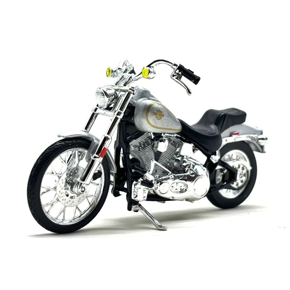 Miniatura Moto Harley Davidson FXST Softail (1984) - Prata - Série 44 - 1:18 - Maisto