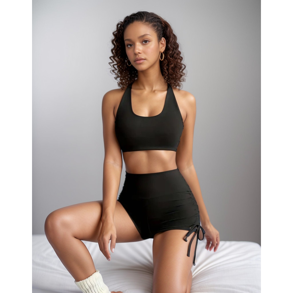 Conjunto Suplex Liso Academia Shortinho e Blusa Regata Shortinho Franzido na Lateral Moda Verão Leve Vida Fitness 2025