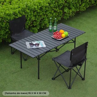 Mesa Portátil Dobrável Camping Acampamento Churrasco Varanda Pesca Preta em Oferta na Shopee