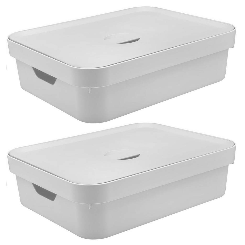 Caixa Organizadora OU Plastico 16L Cube Branca 02 unidades em Oferta na Shopee