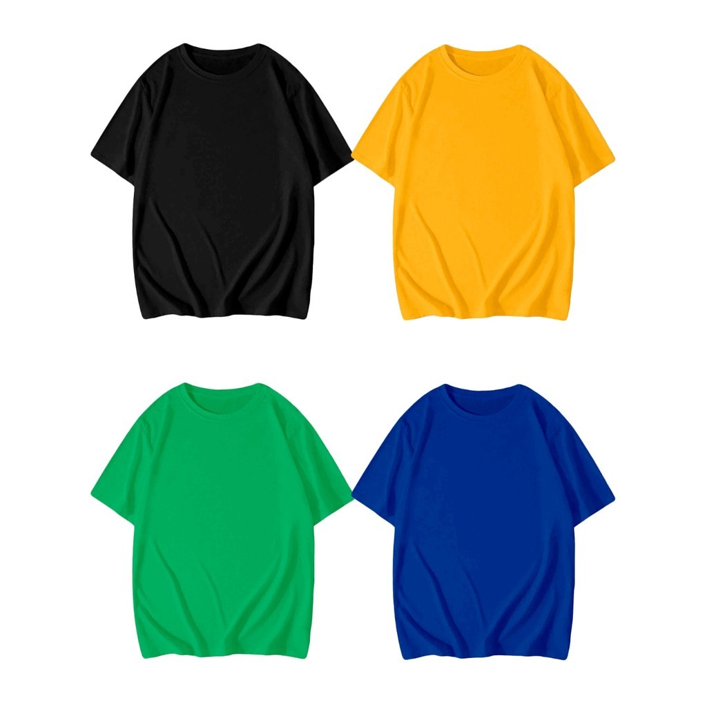 Blusa Sem Estampa Básica Larga Camiseta Lisa Longa Sortidas Camisa Kit 4 Peças Quatro T Shirt