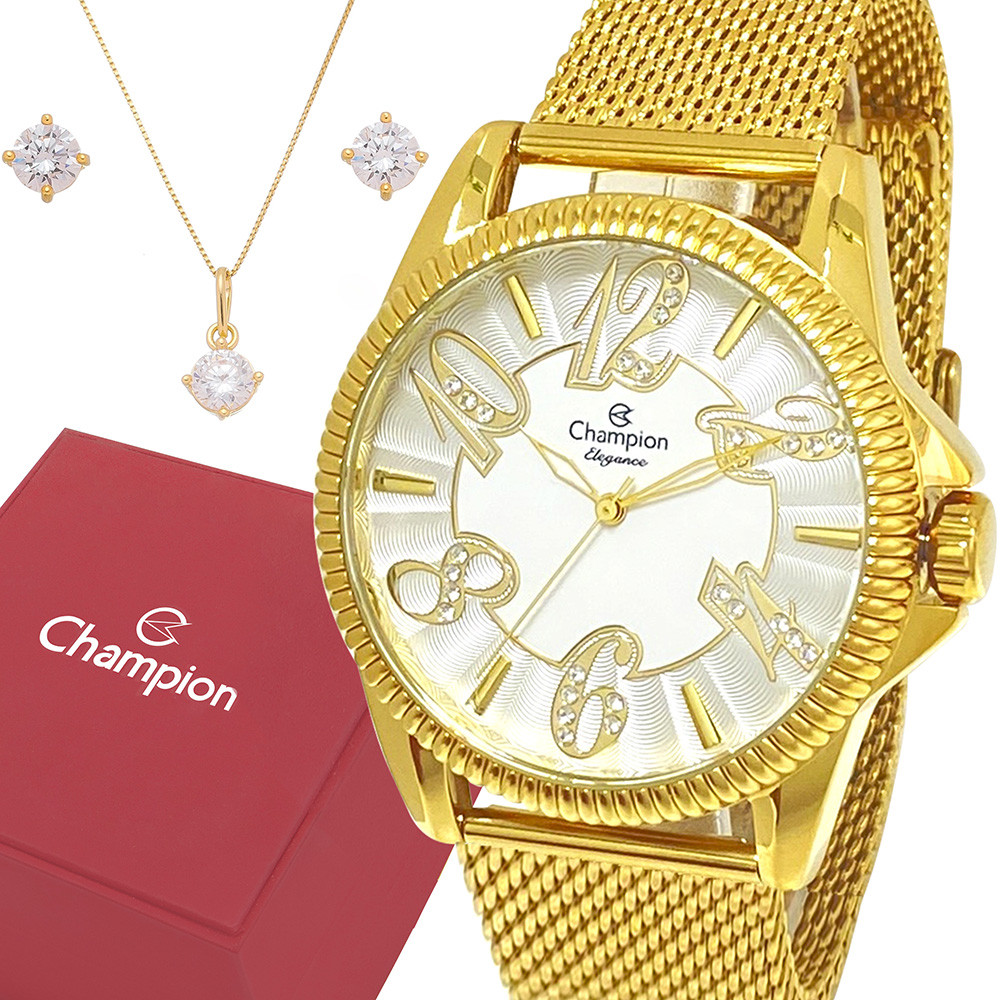 Relógio Dourado Champion Feminino Analógico Luxo Garantia em Oferta na Shopee