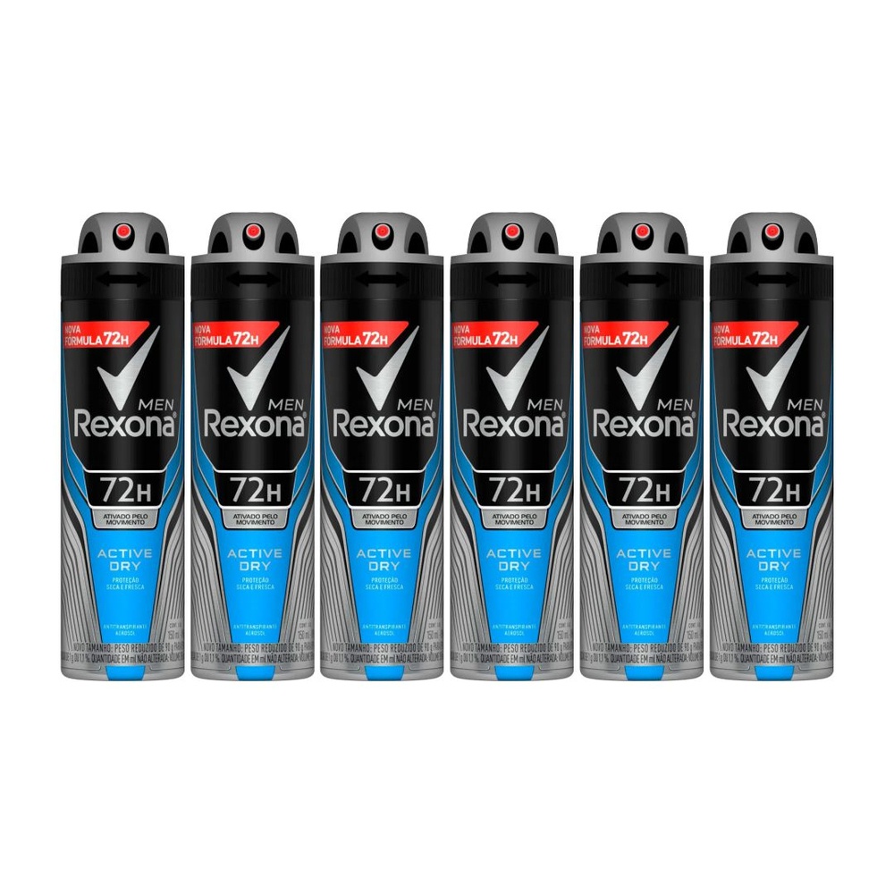 Kit Desodorante Aerosol Rexona Active Dry 150ml - 6 Unidades em Oferta na Shopee