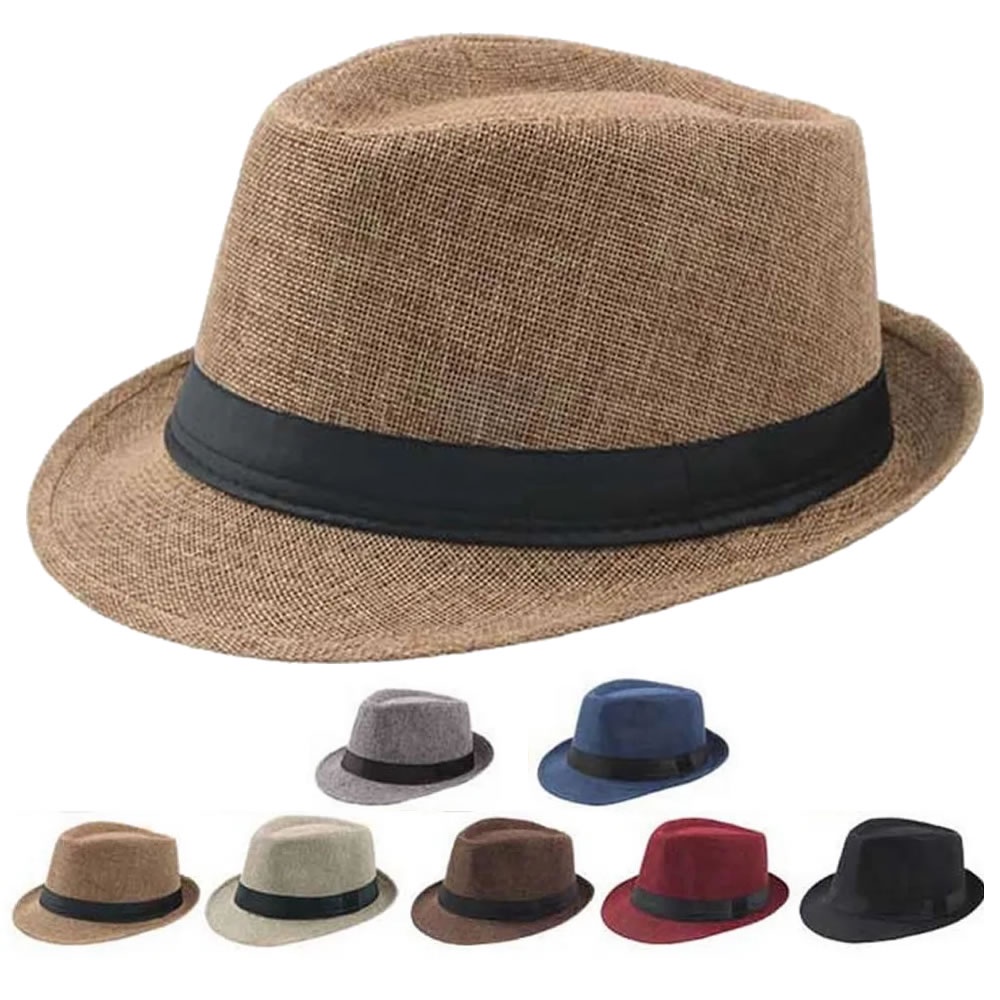 Chapéu Modelo Panamá Aba Curta Cores Variadas Tecido Forrado em Oferta na Shopee